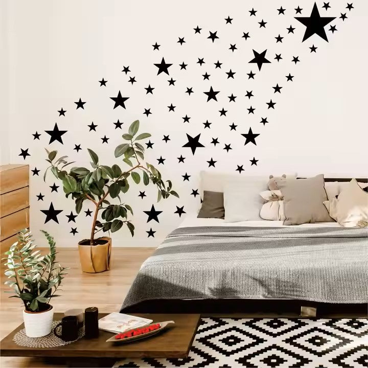 Wall Decals for living room and kids room, black stars