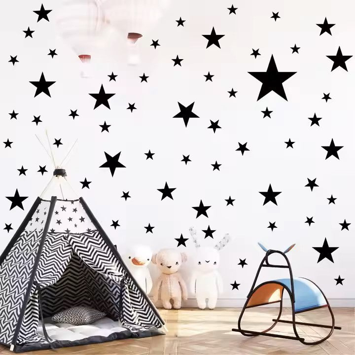 Wall Decals for living room and kids room, black stars