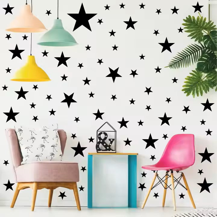 Wall Decals for living room and kids room, black stars