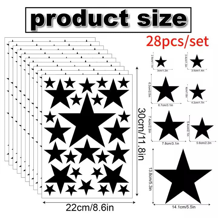 Wall Decals for living room and kids room, black stars